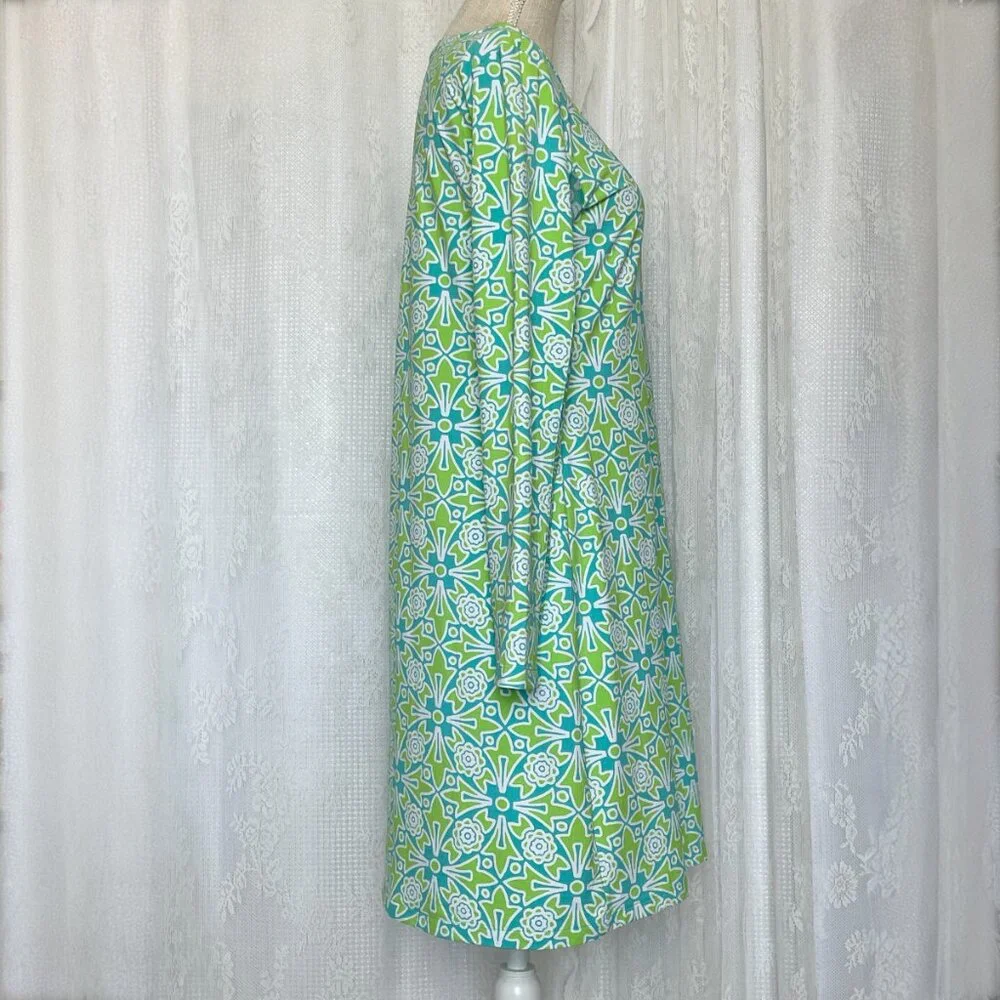 Ibkul Women's Golf Dress Medium Green Blue Active Long Sleeve Mesh Knee Length - Picture 2 of 7